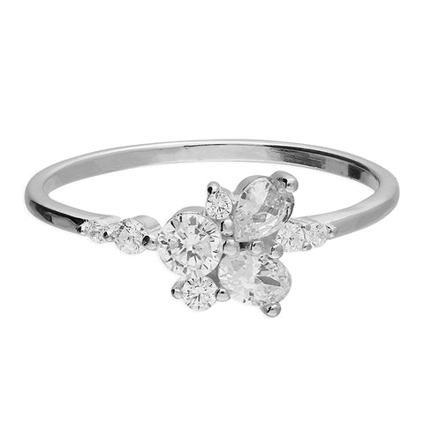 Silver Cubic Zirconia Cluster Ring complete with presentation box