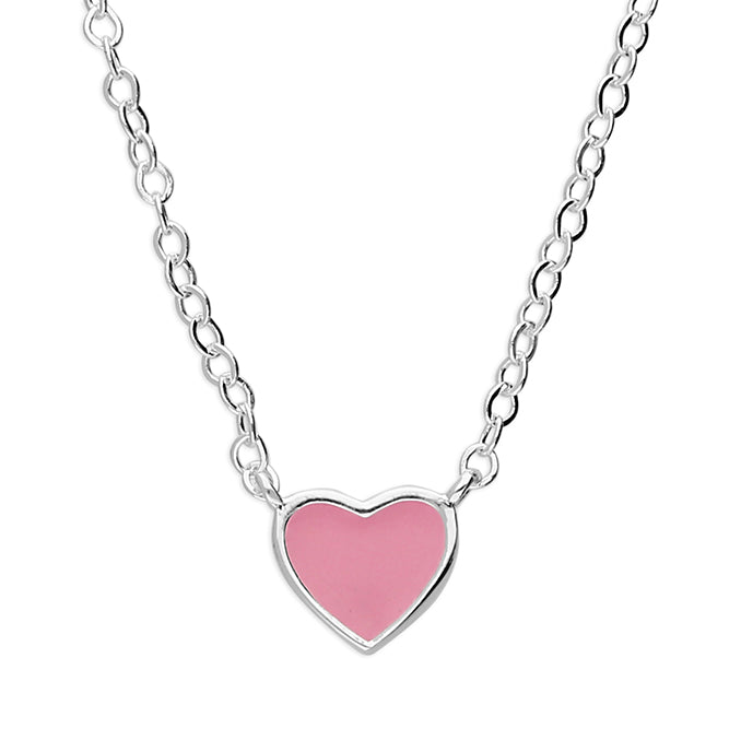 Silver Pink Enamel pendant and chain complete with presentation box