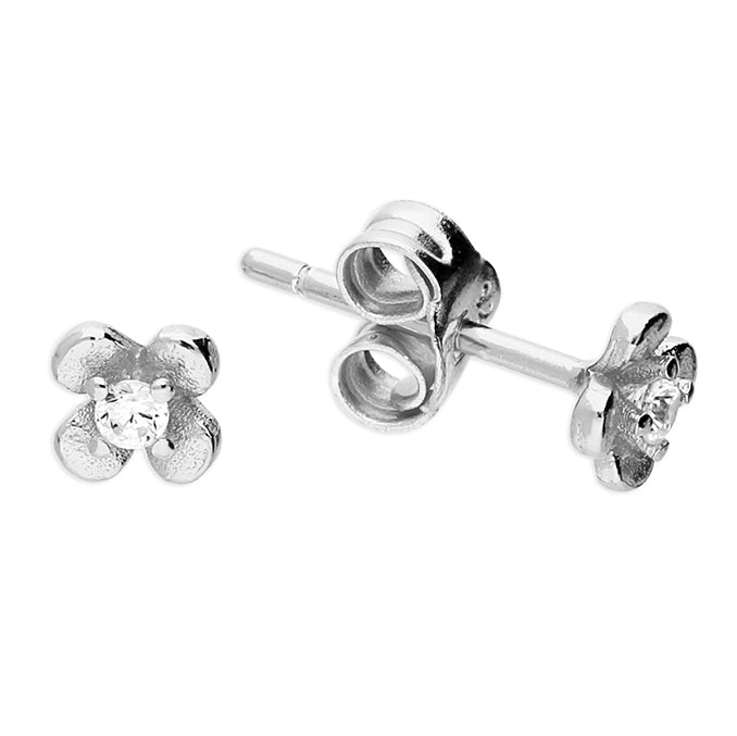 Silver Cubic Zirconia stud earrings complete with presentation box