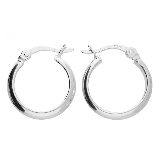 Silver hinged wire hoop earrings complete with presentation box