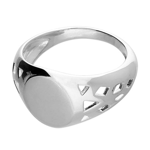 Silver Men's Plain Signet Ring complete with presentation box
