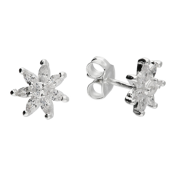 Silver Cubic Zirconia stud earrings complete with presentation box