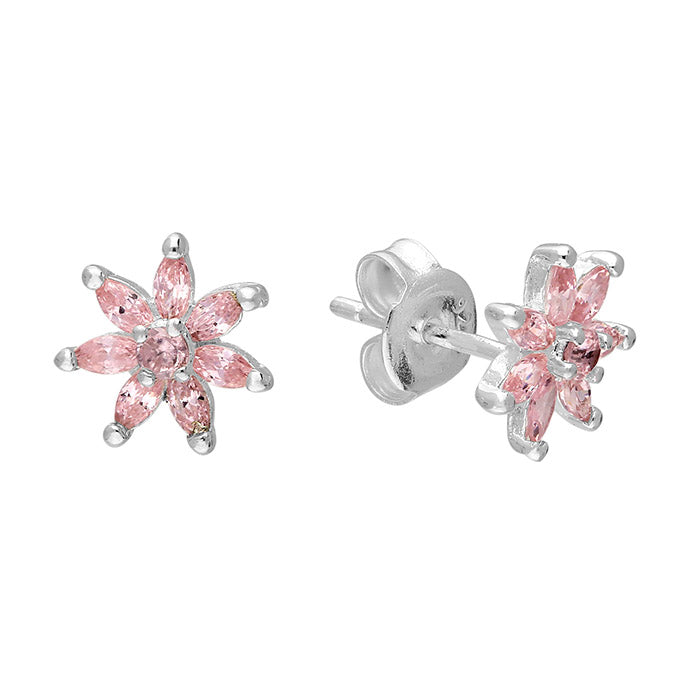 Silver Cubic Zirconia stud earrings complete with presentation box