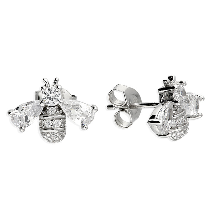 Silver Cubic Zirconia stud earrings complete with presentation box