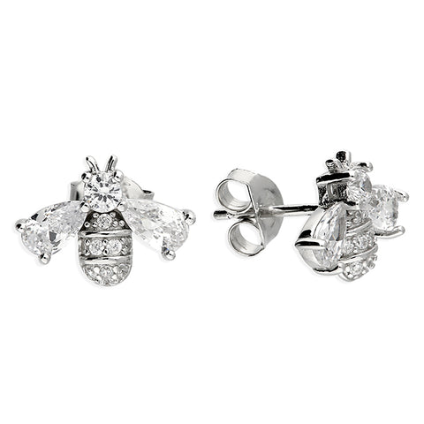 Silver Cubic Zirconia stud earrings complete with presentation box