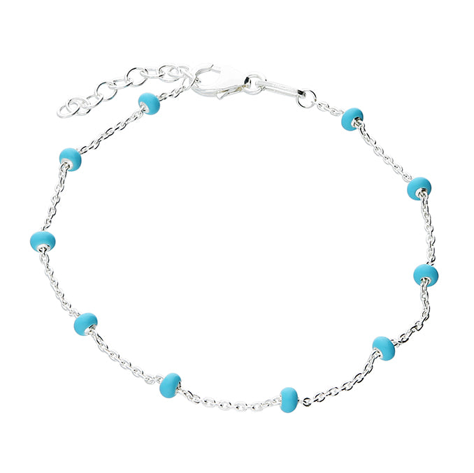 Silver Blue Enamel Link Bracelet complete with presentation box