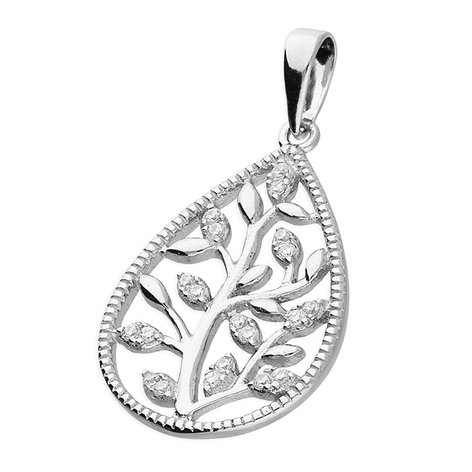 Silver Cubic Zirconia pendant and chain complete with presentation box