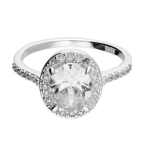 Silver Cubic Zirconia Cluster Ring complete with presentation box