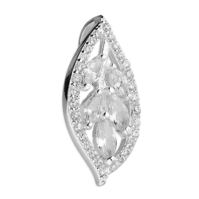 Silver Cubic Zirconia pendant and chain complete with presentation box
