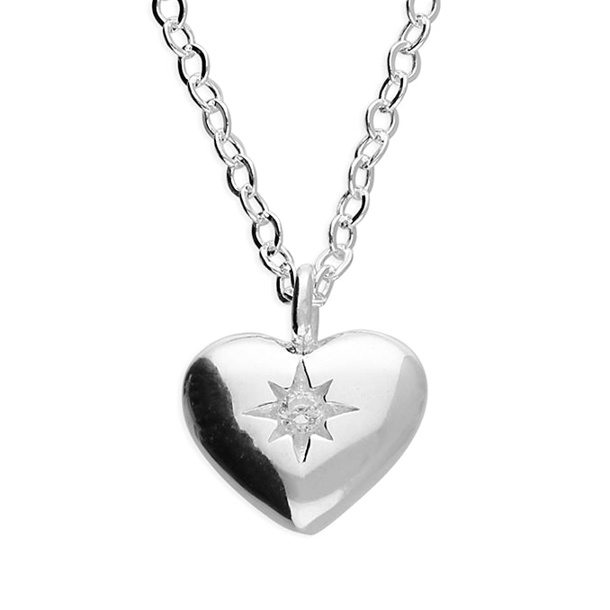 Silver Cubic Zirconia pendant and chain complete with presentation box