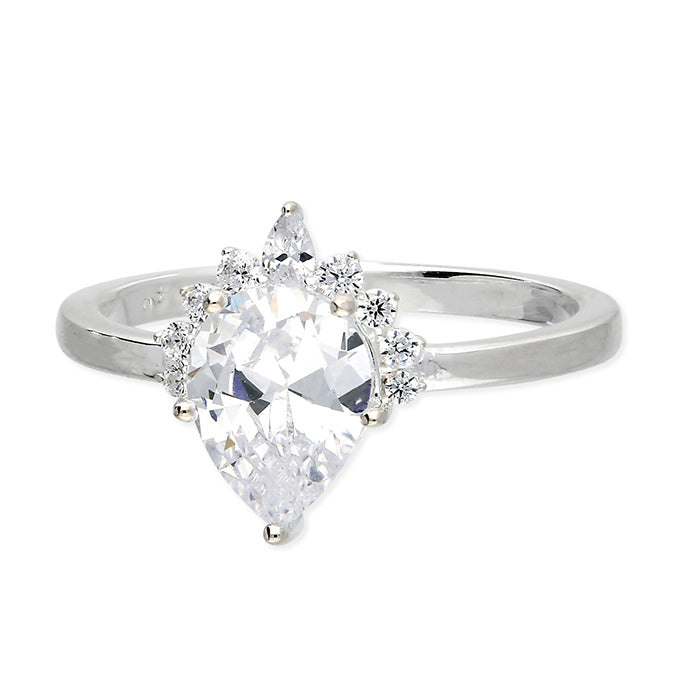 Silver Cubic Zirconia Cluster Ring complete with presentation box