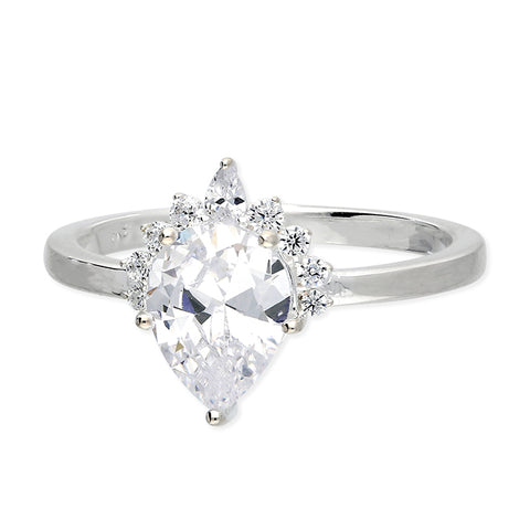 Silver Cubic Zirconia Cluster Ring complete with presentation box