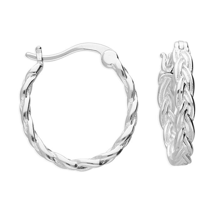 Silver hinged wire hoop earrings complete with presentation box