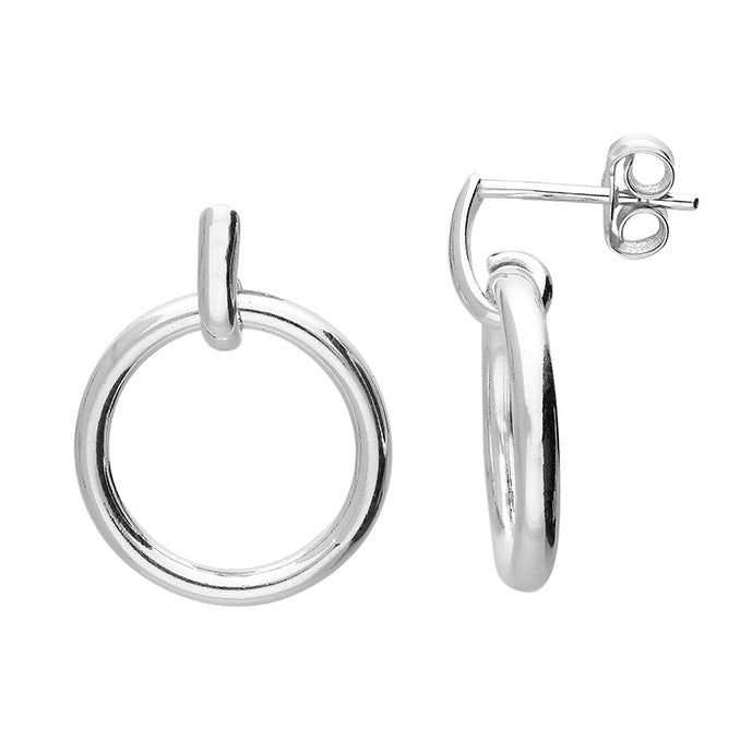 Silver plain drop earrings complete with presentation box