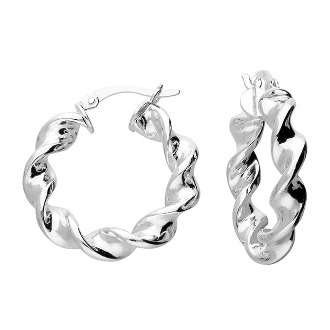 Silver Creole hoop earrings complete with presentation box