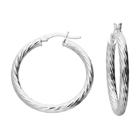 Silver Creole hoop earrings complete with presentation box