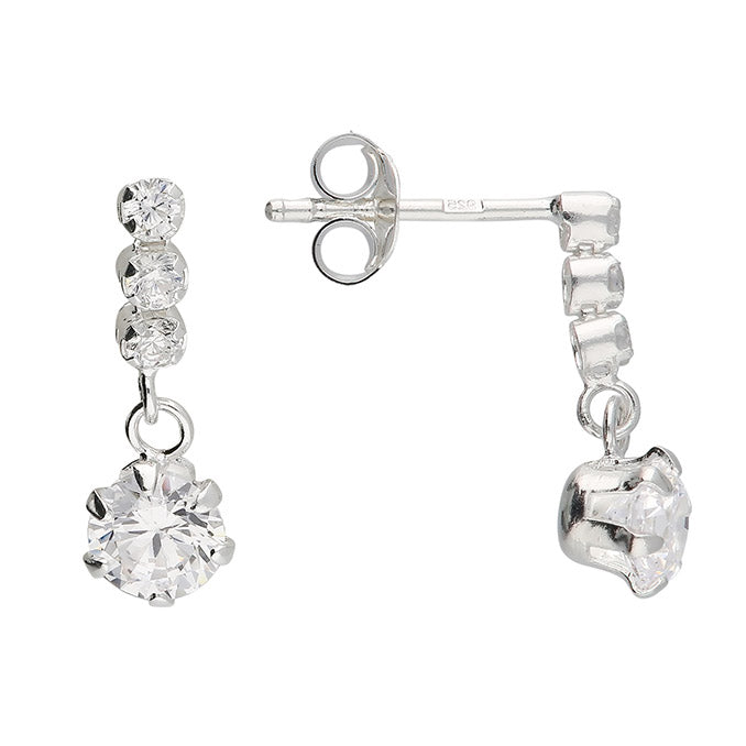 Silver Cubic Zirconia drop earrings complete with presentation box
