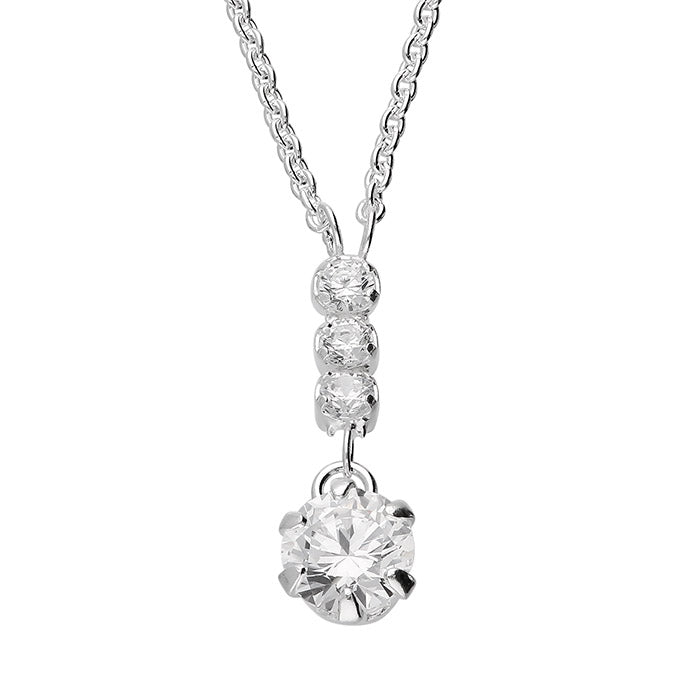 Silver Cubic Zirconia pendant and chain complete with presentation box