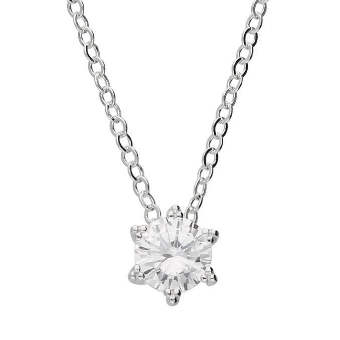 Silver Cubic Zirconia pendant and chain complete with presentation box