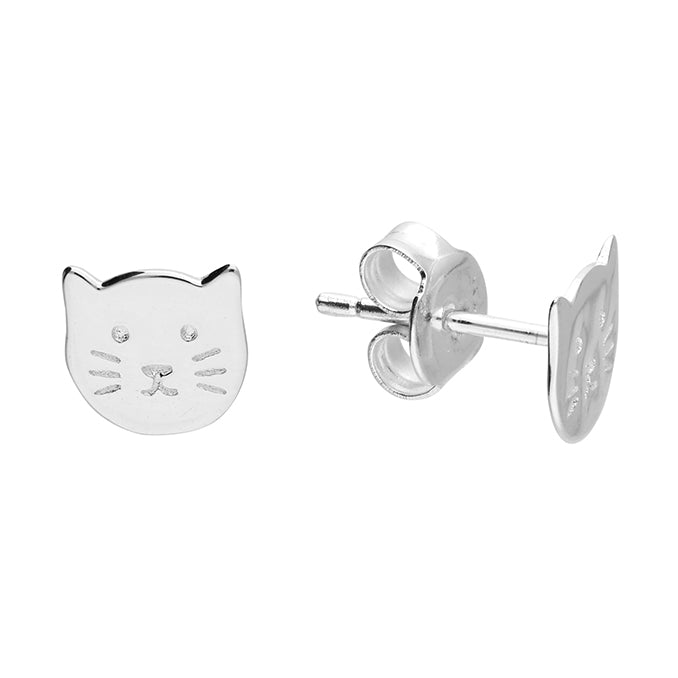 Silver plain stud earrings complete with presentation box