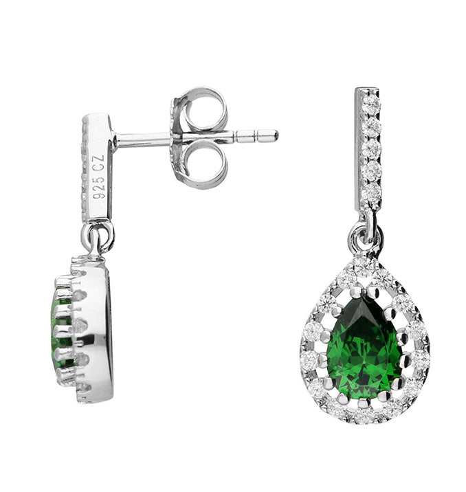 Silver Cubic Zirconia drop earrings complete with presentation box