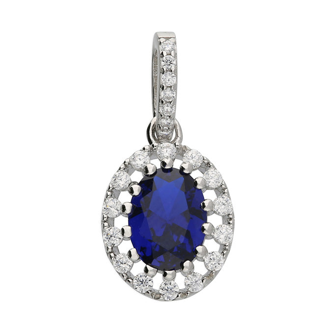Silver Cubic Zirconia pendant and chain complete with presentation box