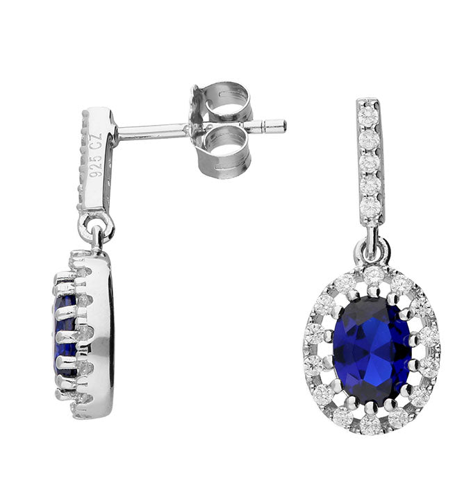 Silver Cubic Zirconia drop earrings complete with presentation box