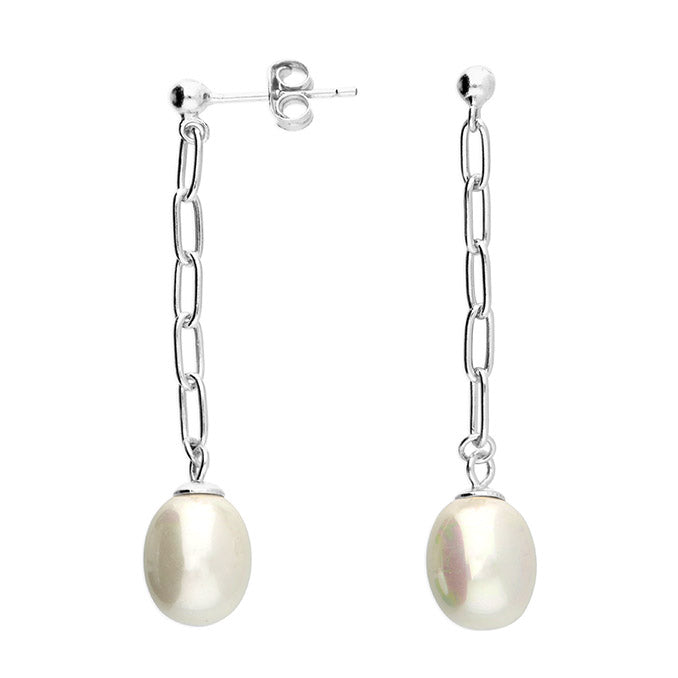 Silver Freshwater Pearl drop earrings complete with presentation box