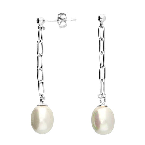 Silver Freshwater Pearl drop earrings complete with presentation box