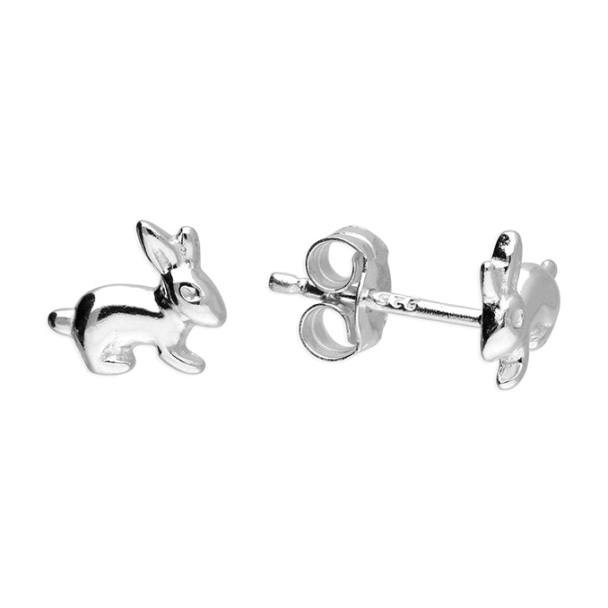 Silver plain stud earrings complete with presentation box