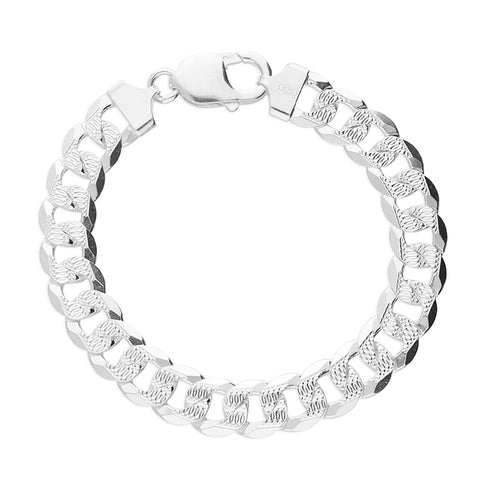 Silver Men's Curb link Bracelet complete with presentation box