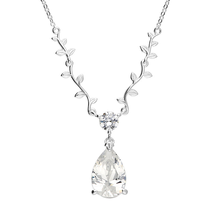 Silver Cubic Zirconia pendant and chain complete with presentation box