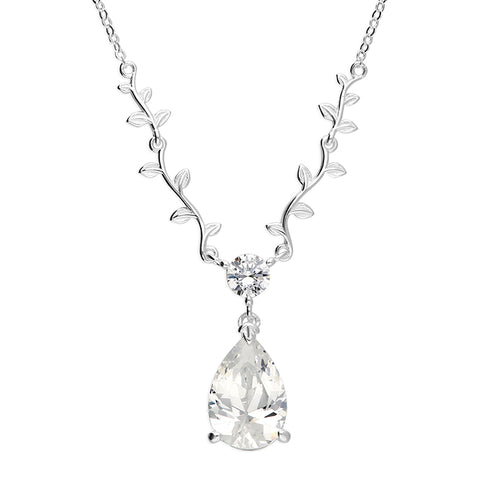 Silver Cubic Zirconia pendant and chain complete with presentation box
