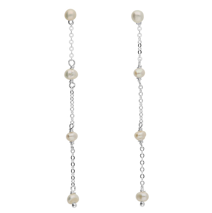 Silver Freshwater Pearl drop earrings complete with presentation box