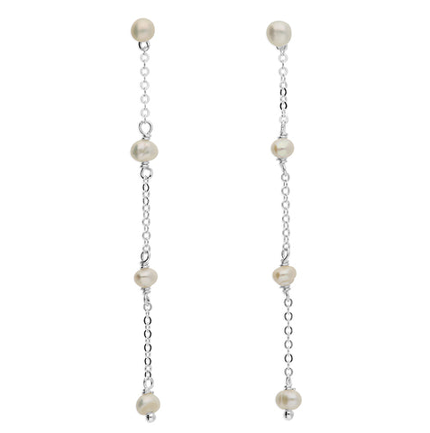 Silver Freshwater Pearl drop earrings complete with presentation box
