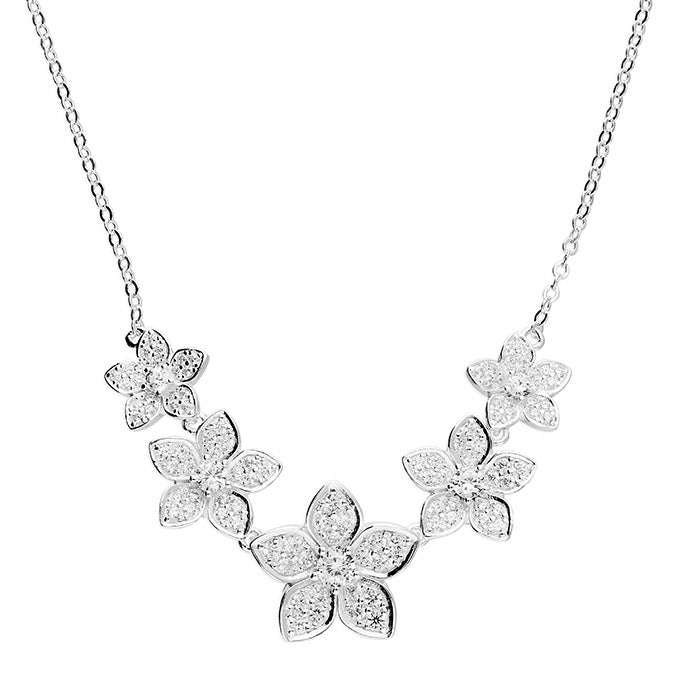 Silver Cubic Zirconia pendant and chain complete with presentation box