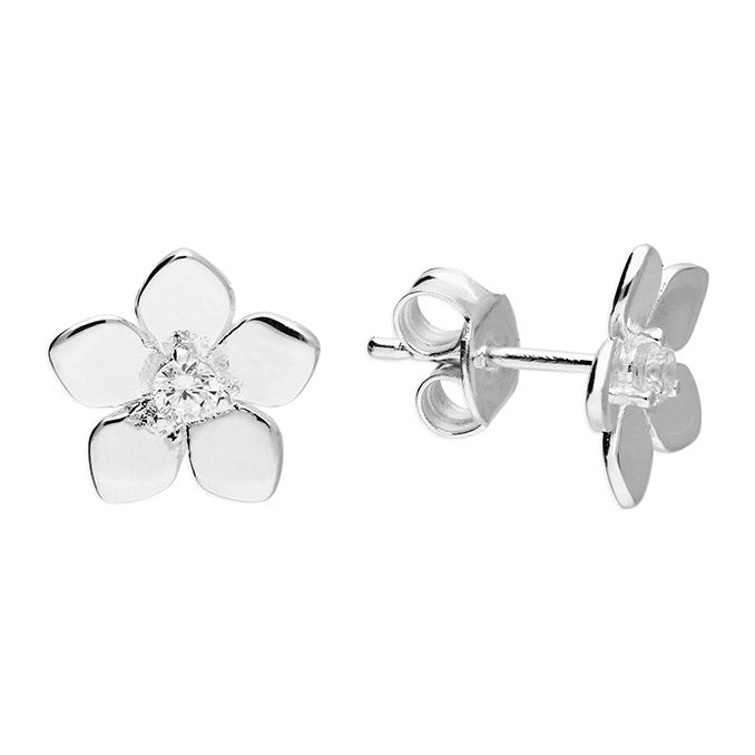 Silver Cubic Zirconia stud earrings complete with presentation box