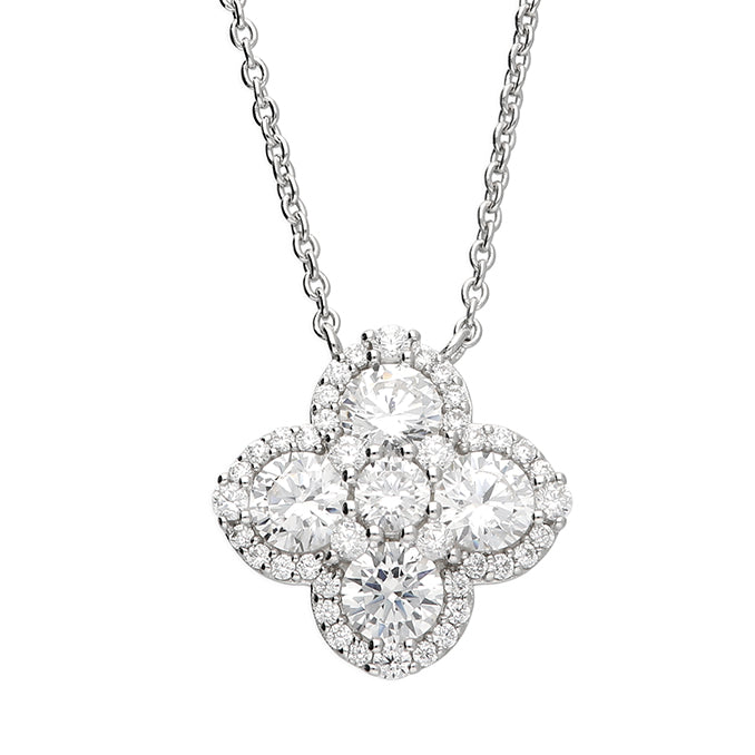 Silver Cubic Zirconia pendant and chain complete with presentation box