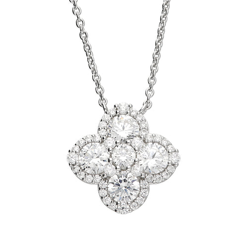 Silver Cubic Zirconia pendant and chain complete with presentation box