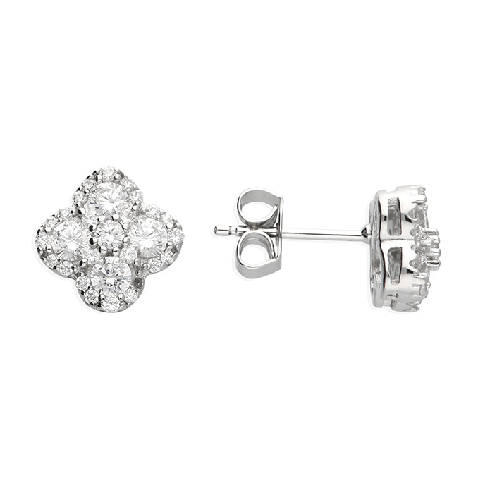 Silver Cubic Zirconia stud earrings complete with presentation box