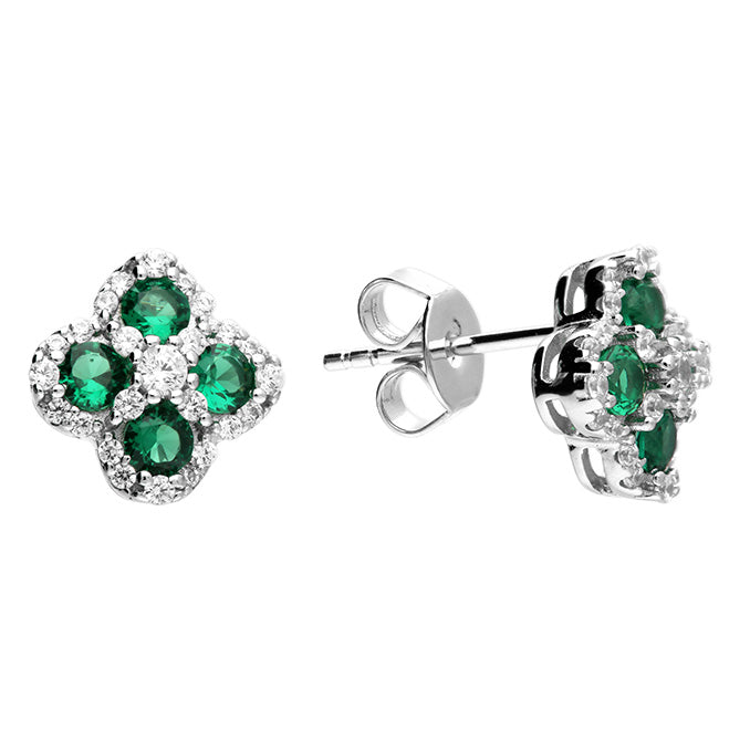 Silver Cubic Zirconia stud earrings complete with presentation box
