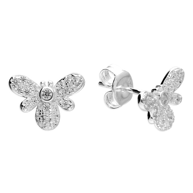 Silver Cubic Zirconia stud earrings complete with presentation box