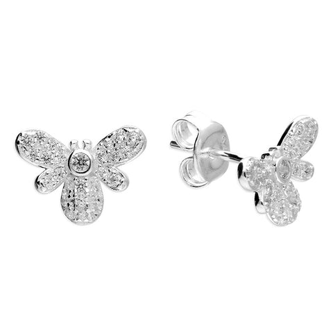 Silver Cubic Zirconia stud earrings complete with presentation box