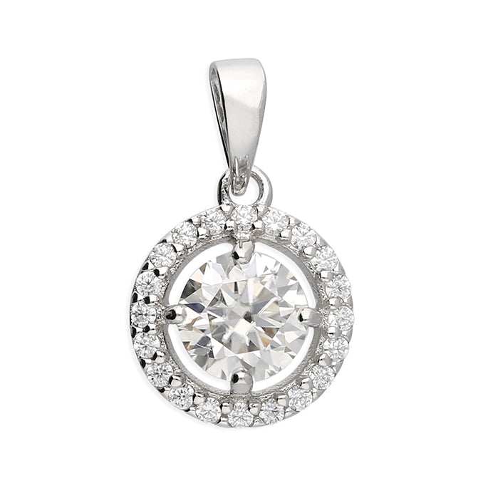 Silver Cubic Zirconia pendant and chain complete with presentation box