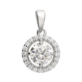 Silver Cubic Zirconia pendant and chain complete with presentation box