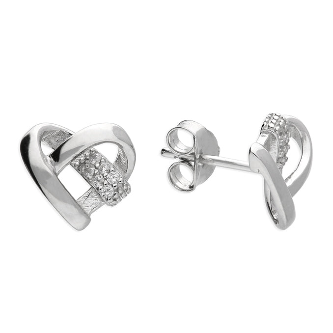 Silver Cubic Zirconia stud earrings complete with presentation box