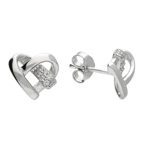 Silver Cubic Zirconia stud earrings complete with presentation box