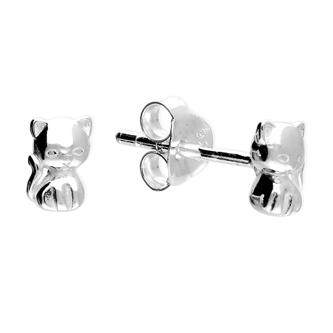 Silver plain stud earrings complete with presentation box