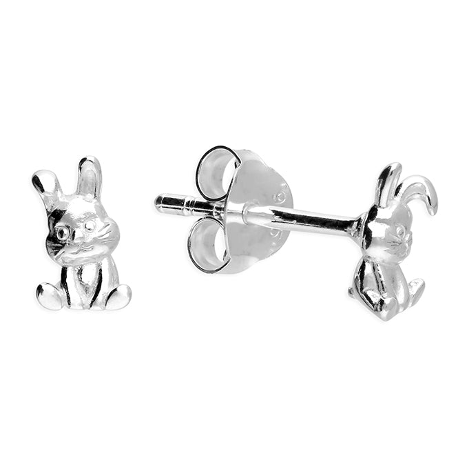 Silver plain stud earrings complete with presentation box