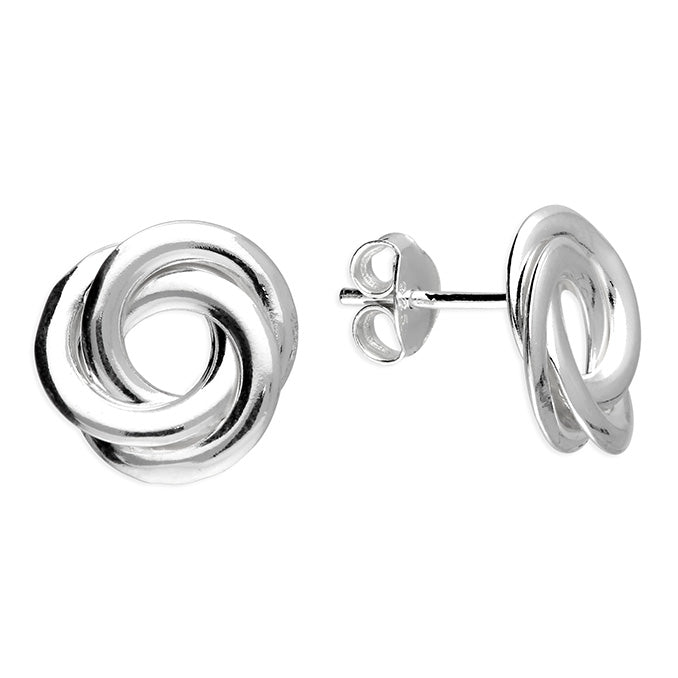 Silver plain stud earrings complete with presentation box